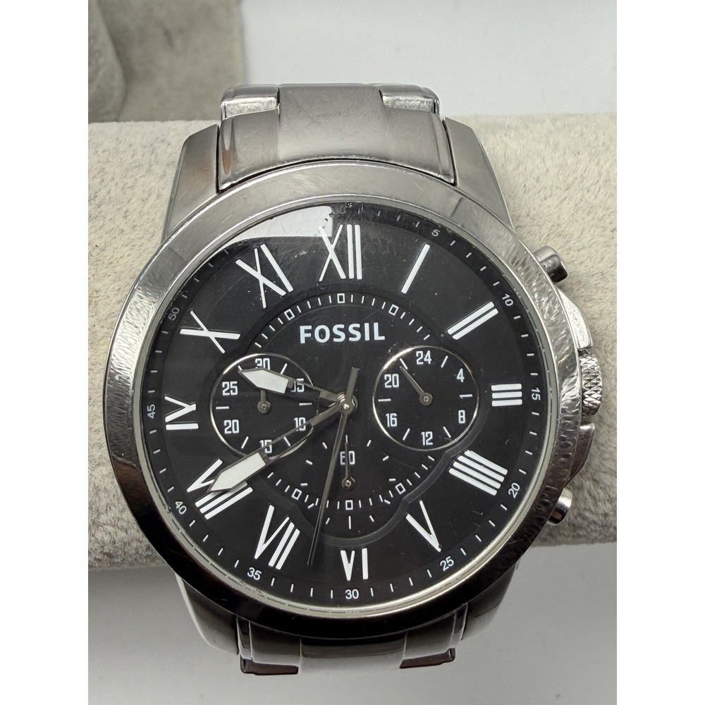 Fossil FS4736 Grant New Battery Mens Chronograph 44MM 7" All‎ Stainless Steel